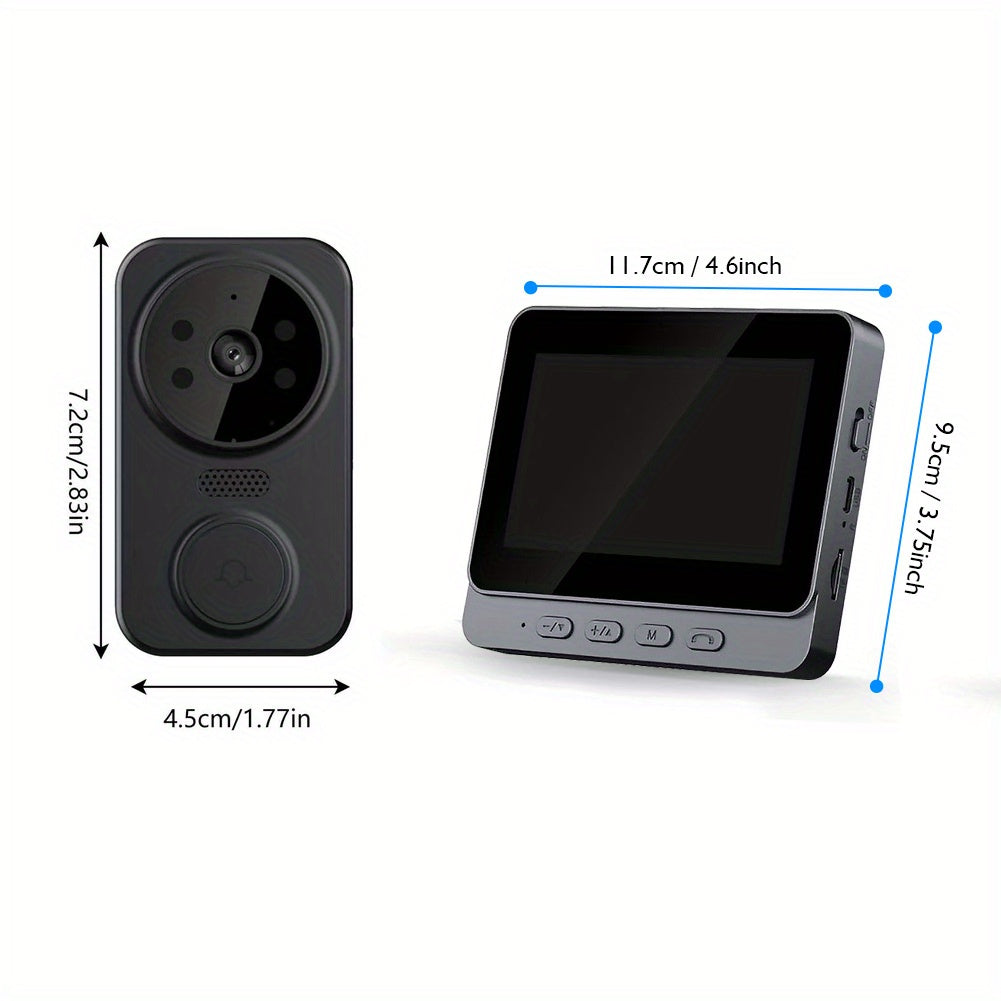Wireless Video Doorbell Camera with Indoor Monitor – 1080P FHD, No Wi-Fi Needed, Night Vision, Two-Way Audio, 4.3" IPS Screen, Long Battery Life, SD Card Storage, Easy Install for Home Security