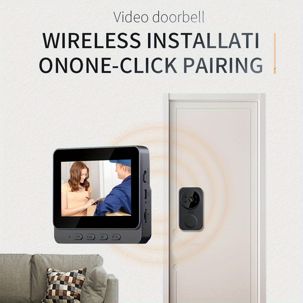 Wireless Video Doorbell Camera with Indoor Monitor – 1080P FHD, No Wi-Fi Needed, Night Vision, Two-Way Audio, 4.3" IPS Screen, Long Battery Life, SD Card Storage, Easy Install for Home Security