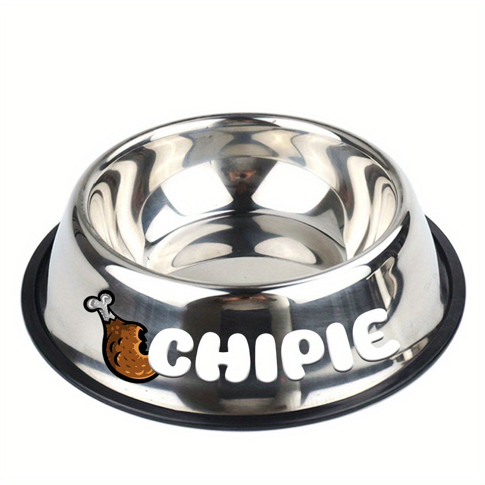 Personalized Stainless Steel Pet Bowl with Custom Name - Anti-Slip Non-Spill Dog & Cat Food Water Bowl, Customized Pet Dish Gift for Dogs Cats, Durable Easy-Clean Metal Bowl with Name Engraving