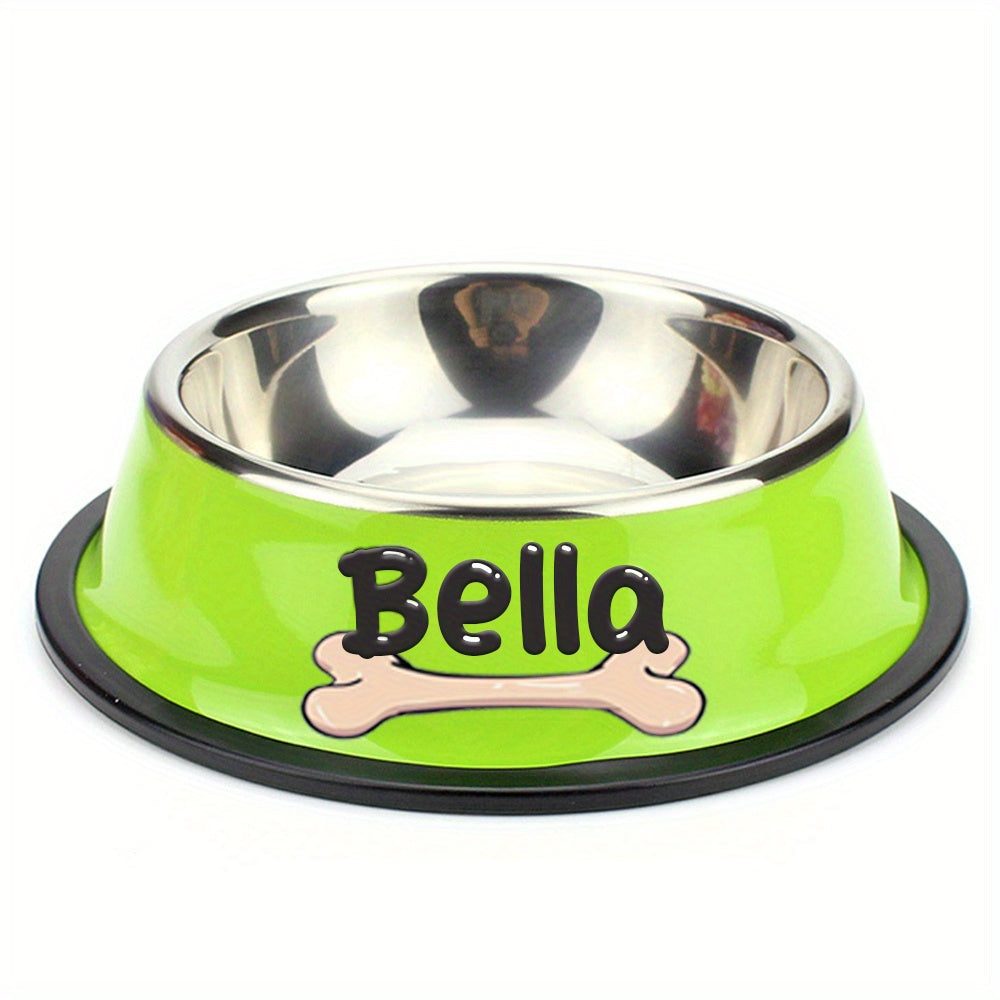 Personalized Stainless Steel Pet Bowl with Custom Name - Anti-Slip Non-Spill Dog & Cat Food Water Bowl, Customized Pet Dish Gift for Dogs Cats, Durable Easy-Clean Metal Bowl with Name Engraving