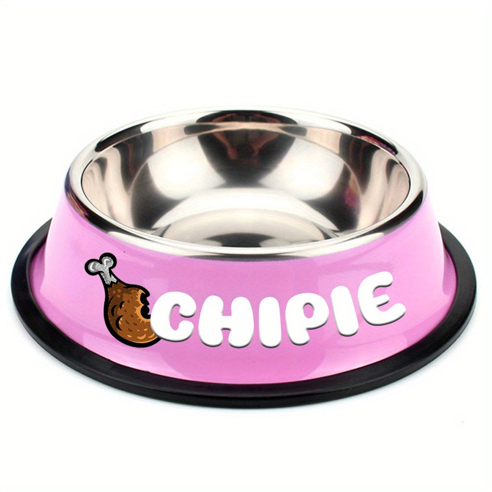 Personalized Stainless Steel Pet Bowl with Custom Name - Anti-Slip Non-Spill Dog & Cat Food Water Bowl, Customized Pet Dish Gift for Dogs Cats, Durable Easy-Clean Metal Bowl with Name Engraving