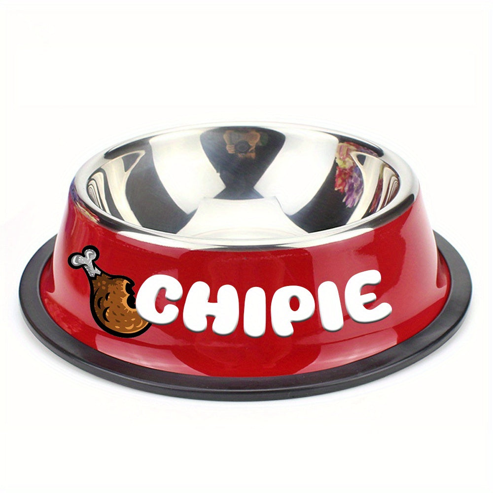 Personalized Stainless Steel Pet Bowl with Custom Name - Anti-Slip Non-Spill Dog & Cat Food Water Bowl, Customized Pet Dish Gift for Dogs Cats, Durable Easy-Clean Metal Bowl with Name Engraving