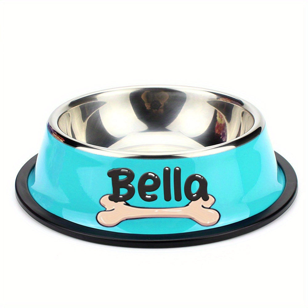 Personalized Stainless Steel Pet Bowl with Custom Name - Anti-Slip Non-Spill Dog & Cat Food Water Bowl, Customized Pet Dish Gift for Dogs Cats, Durable Easy-Clean Metal Bowl with Name Engraving