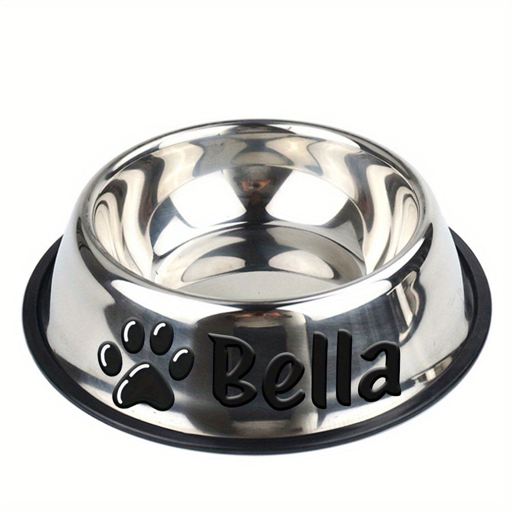 Personalized Stainless Steel Pet Bowl with Custom Name - Anti-Slip Non-Spill Dog & Cat Food Water Bowl, Customized Pet Dish Gift for Dogs Cats, Durable Easy-Clean Metal Bowl with Name Engraving