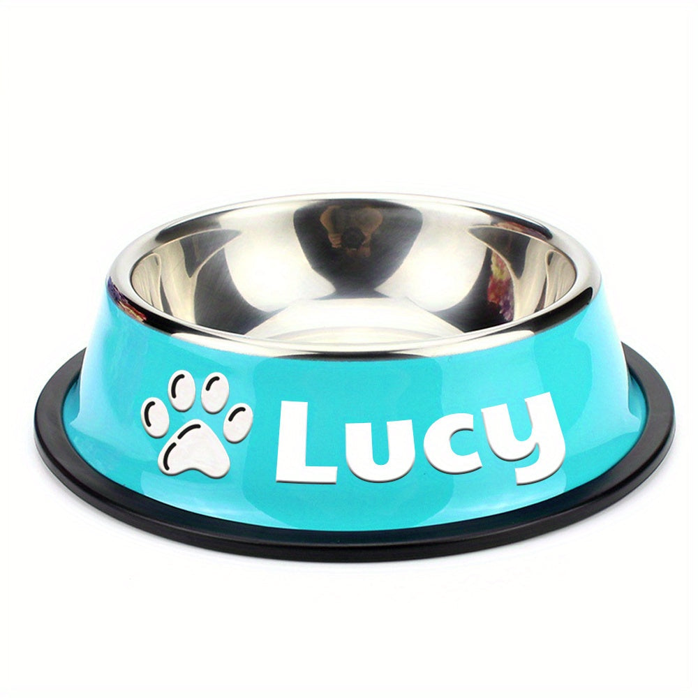 Personalized Stainless Steel Pet Bowl with Custom Name - Anti-Slip Non-Spill Dog & Cat Food Water Bowl, Customized Pet Dish Gift for Dogs Cats, Durable Easy-Clean Metal Bowl with Name Engraving