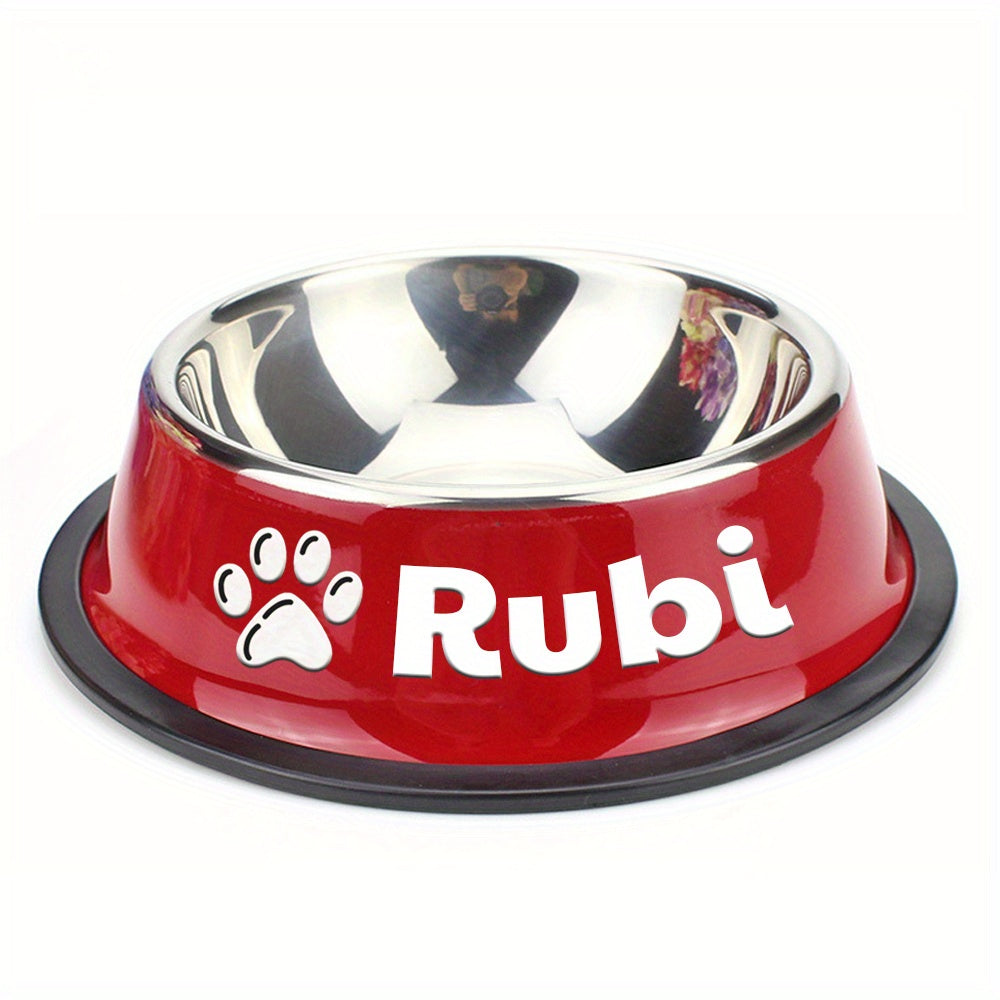 Personalized Stainless Steel Pet Bowl with Custom Name - Anti-Slip Non-Spill Dog & Cat Food Water Bowl, Customized Pet Dish Gift for Dogs Cats, Durable Easy-Clean Metal Bowl with Name Engraving