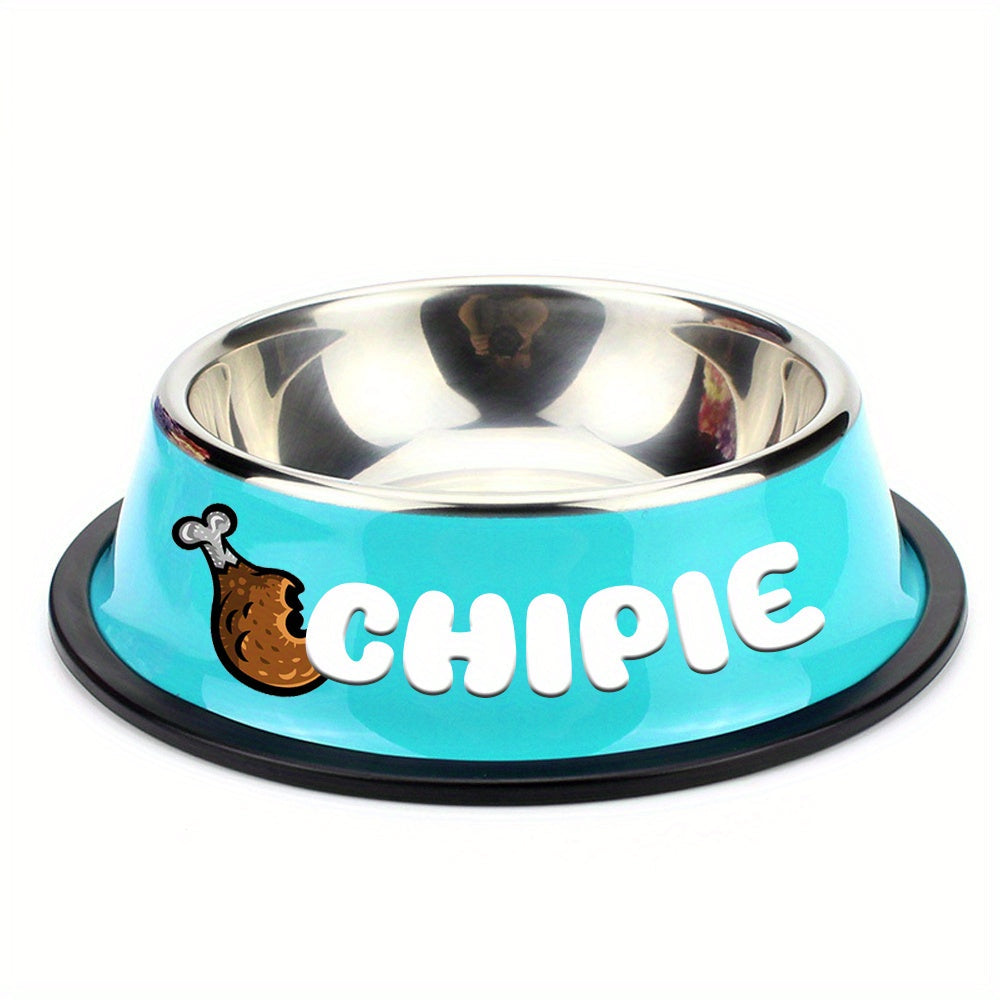 Personalized Stainless Steel Pet Bowl with Custom Name - Anti-Slip Non-Spill Dog & Cat Food Water Bowl, Customized Pet Dish Gift for Dogs Cats, Durable Easy-Clean Metal Bowl with Name Engraving