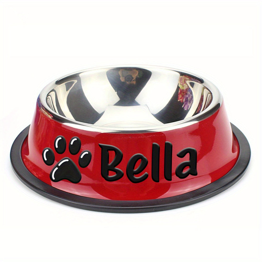 Personalized Stainless Steel Pet Bowl with Custom Name - Anti-Slip Non-Spill Dog & Cat Food Water Bowl, Customized Pet Dish Gift for Dogs Cats, Durable Easy-Clean Metal Bowl with Name Engraving