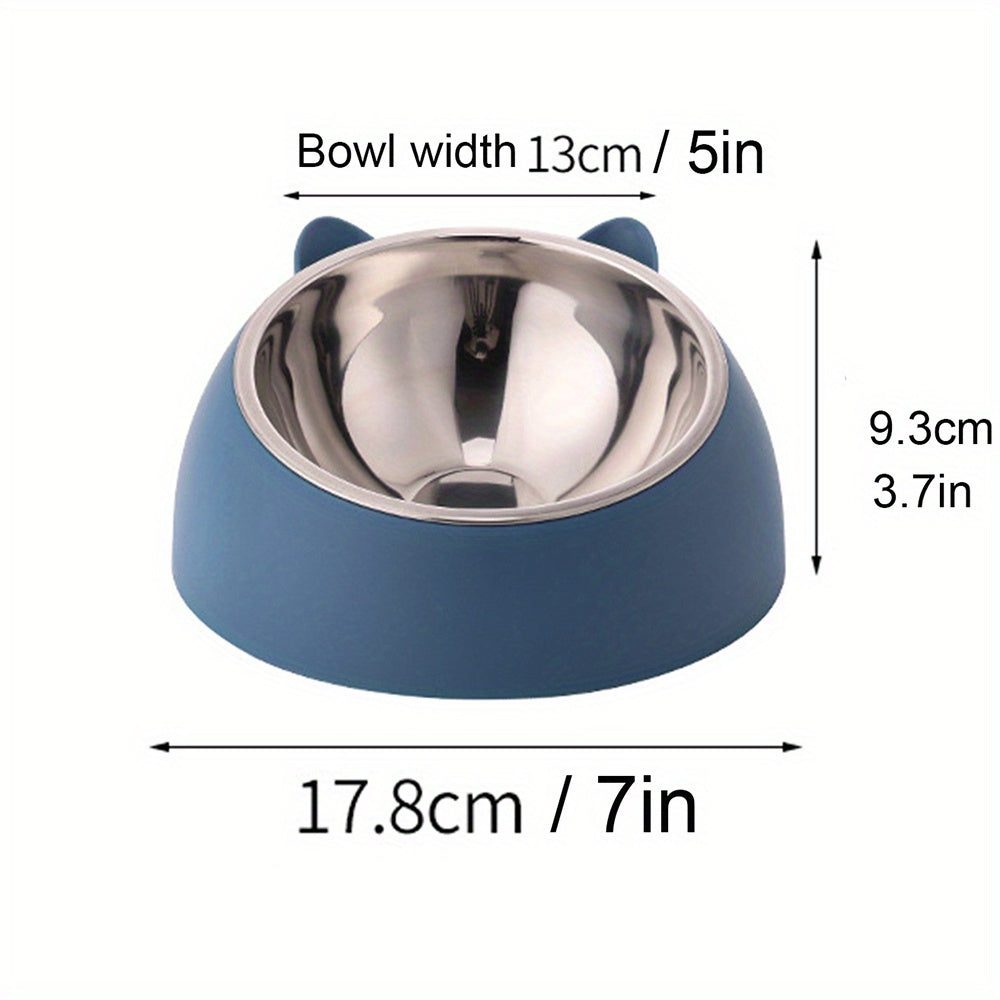 Personalized Stainless Steel Tilted Pet Bowl for Cats and Dogs Custom Name Ergonomic Neck Protection Food Water Bowl Great Gift for Pets Small Medium Large