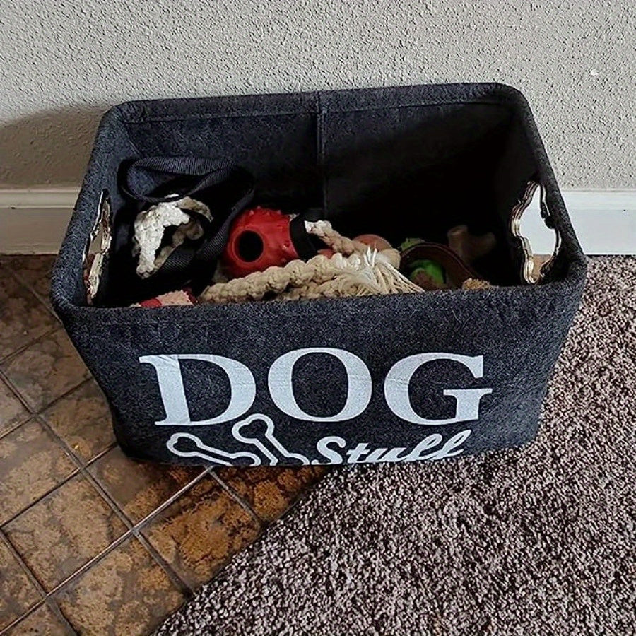 Pet Toy Storage Box Felt Organizer - Spacious Dog Toy Bin for Toys Blankets & Accessories, Durable Polyester Basket for All Dog Breeds, Stylish Home Pet Supply Storage Solution