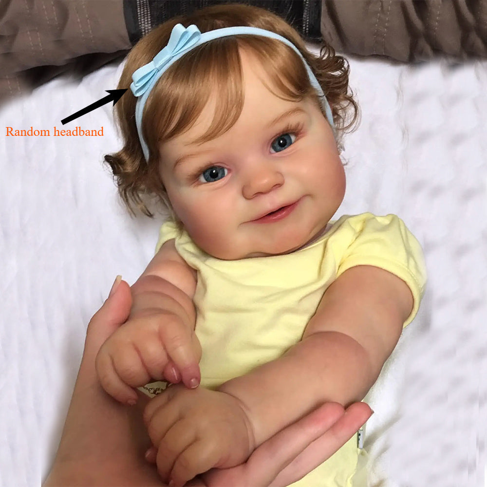 Reborn Baby Doll 20 Inch Full Vinyl Body with 3D-Paint Skin, Lifelike Smiling Toddler Doll with Hand-Rooted Hair, Bottle, Pacifier & Outfit – Realistic Baby Doll Gift for Kids Girls Ages 3+ Birthday Christmas