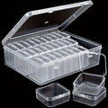 Bead Organizer Kit 30pcs Transparent Plastic Storage Boxes with Flip Lids for Jewelry Making, Beading, Craft Supplies, Small Parts & DIY Projects – Rectangular Stackable Containers