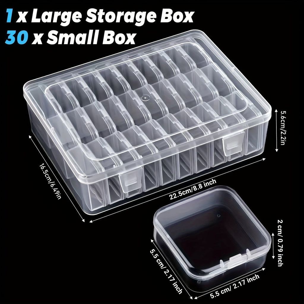 30-Piece Mini Bead Storage Set – Transparent Plastic Hinged Lid Containers for DIY Crafts, Jewelry Making, Beads, Findings & Handicraft Supplies | Christmas & Halloween Gift | Velora