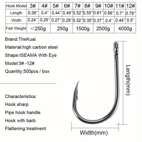 1000pcs Fish Hooks Assorted Sizes #3 #4 #5 #6 #7 #8 #9 #10 #11 #12 Carbon Steel Sharp Barbed Hooks with Portable Storage Box, Freshwater Saltwater Fishing Gear for Bass Trout Carp – Black & Silver