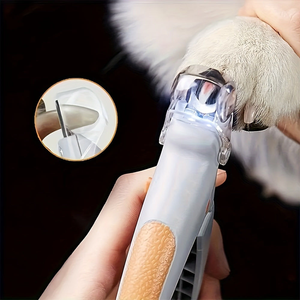 LED Pet Nail Clipper with Light & Safety Guard - Ergonomic Non-Slip Handle for Precise Dog & Cat Nail Trimming, Professional Pet Nail Cutter with Built-In LED for Safe at-Home Grooming, Cats & Dogs