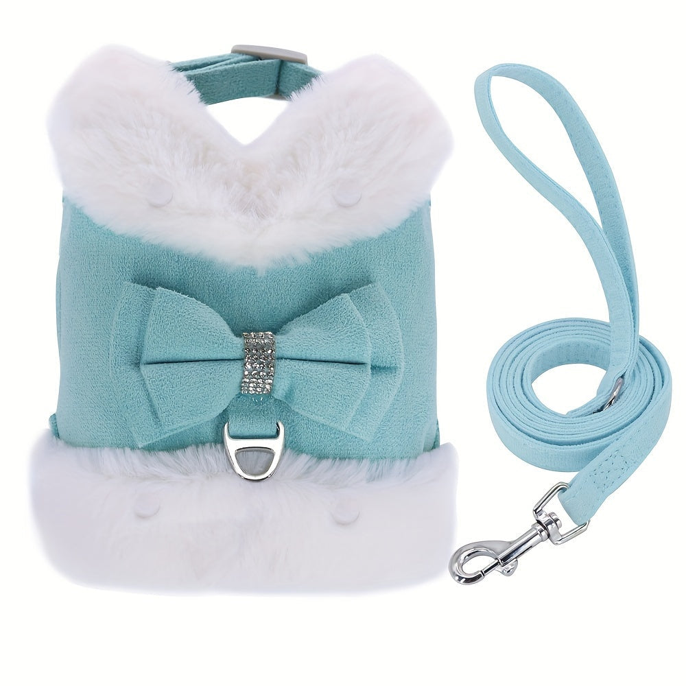 Small Dog Harness and Leash Set Soft Warm Winter Vest Harness for Small Dogs Cats Chihuahua Yorkie – Padded No-Pull Puppy Harness with Quick Release Buckle Dog Clothes Vest for Outdoor Walking