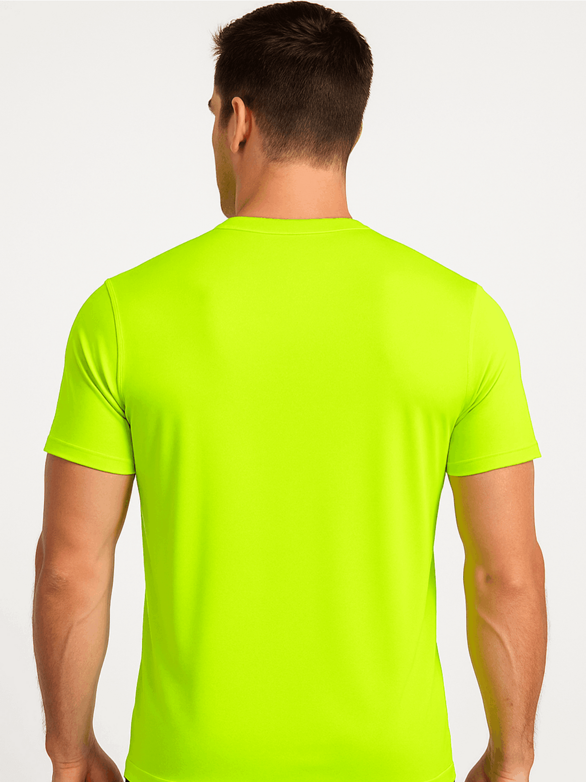 5-Pack Men's UPF 50+ Safety Work Shirts – Quick Dry Breathable Performance Tees for Outdoor Jobs, Fluorescent Yellow High Visibility, S-XXXL, Gift for Dad