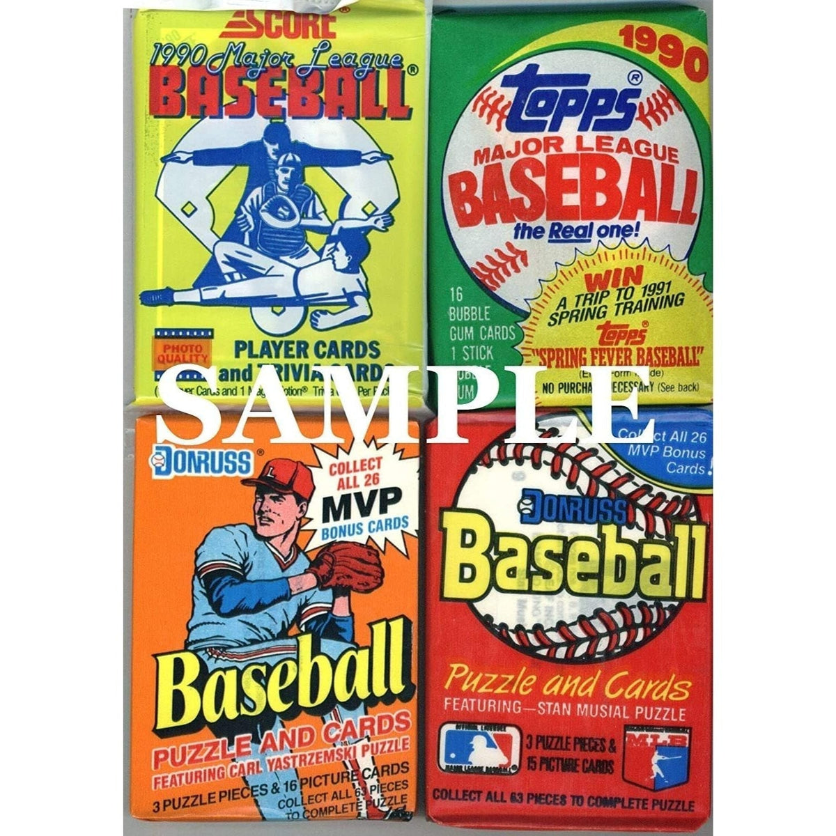 Assorted Vintage MLB Baseball Card Pack Lot 1980s-90s – 60 Cards Total, Chase Hall of Fame Stars & Rookies, Unsearched Packs, Perfect for Collectors & Gifts