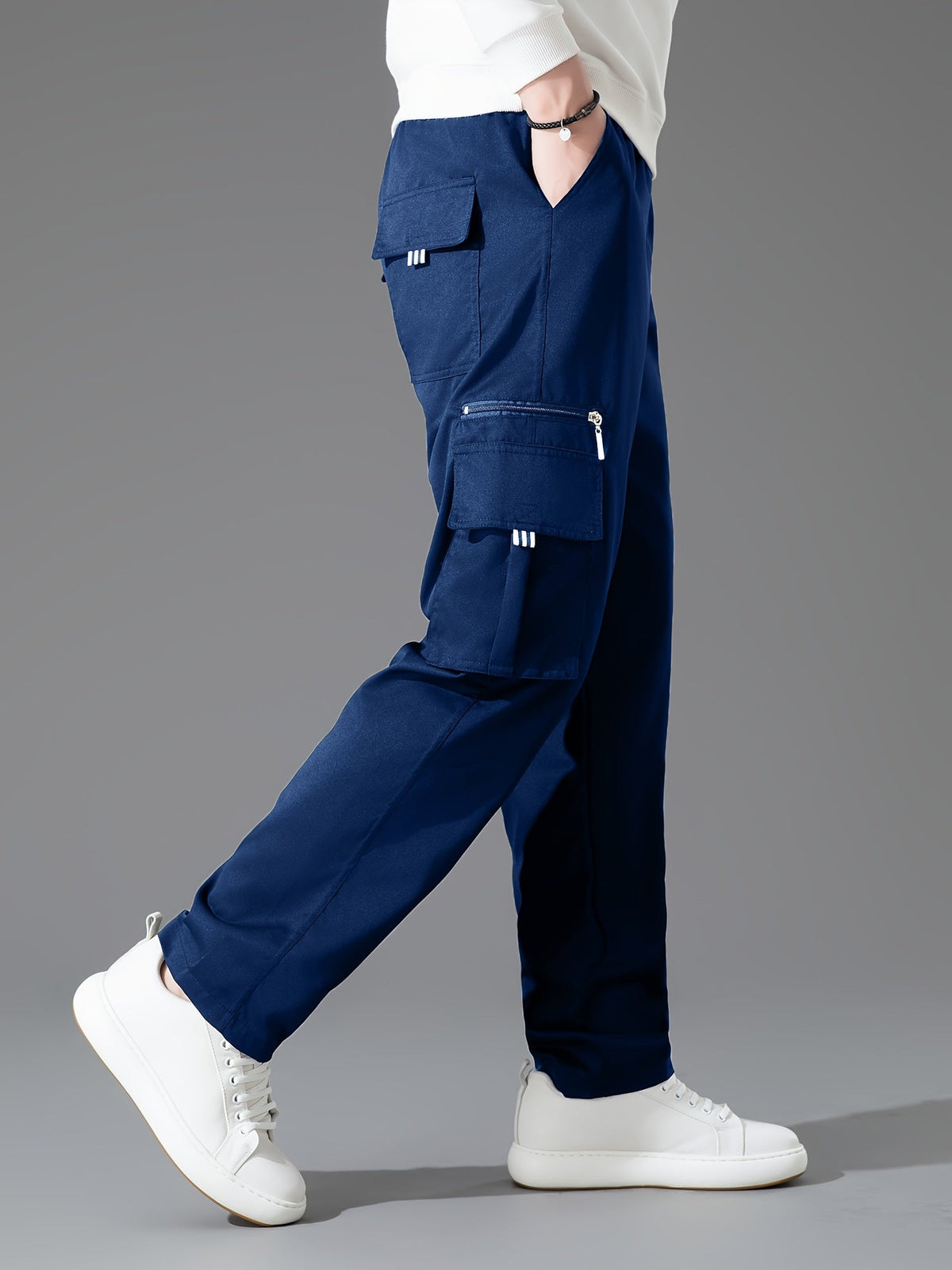 Men's Cargo Pants 3-Pack Multi-Pocket Regular Fit – Solid Color Polyester Woven Hiking Outdoor Pants for Spring & Fall, Sizes S-XXXL, 9 Color Combos