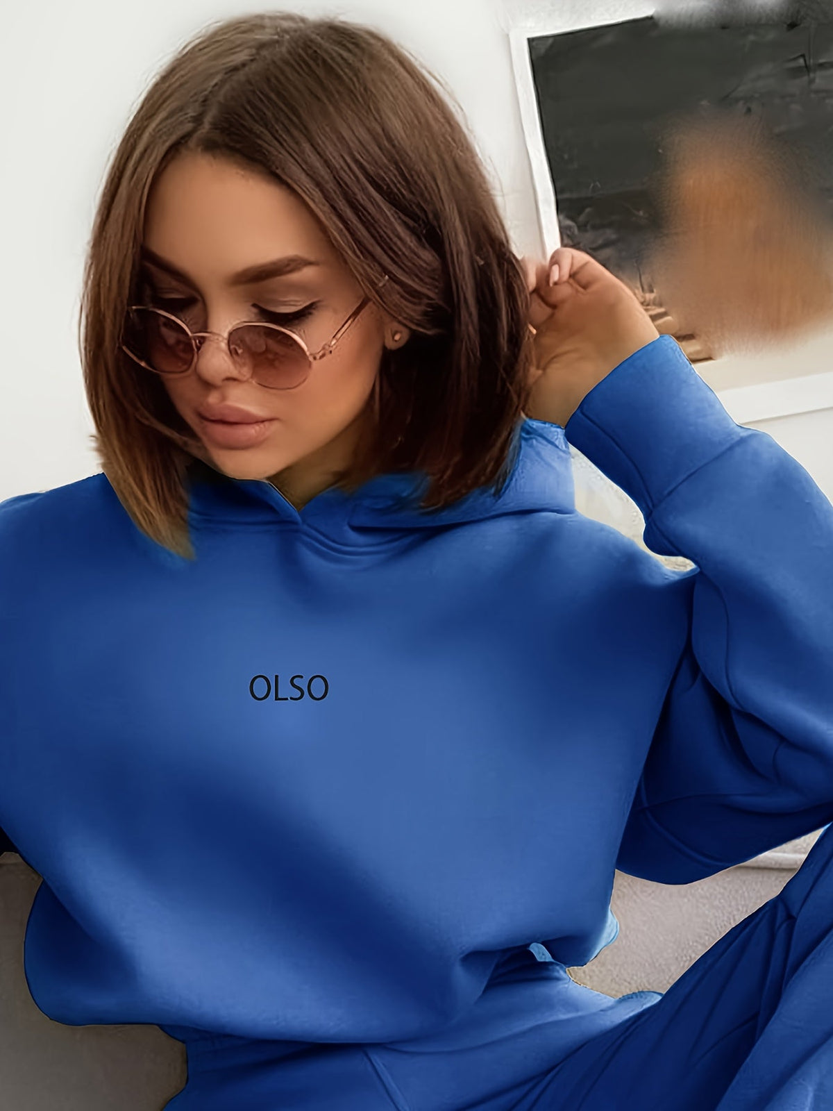 Casual Sweatshirt Set Women Letter Print 2 Piece Outfit Pullover Top Wide Leg Pants Loungewear S M L XL Multi Color US Warehouse