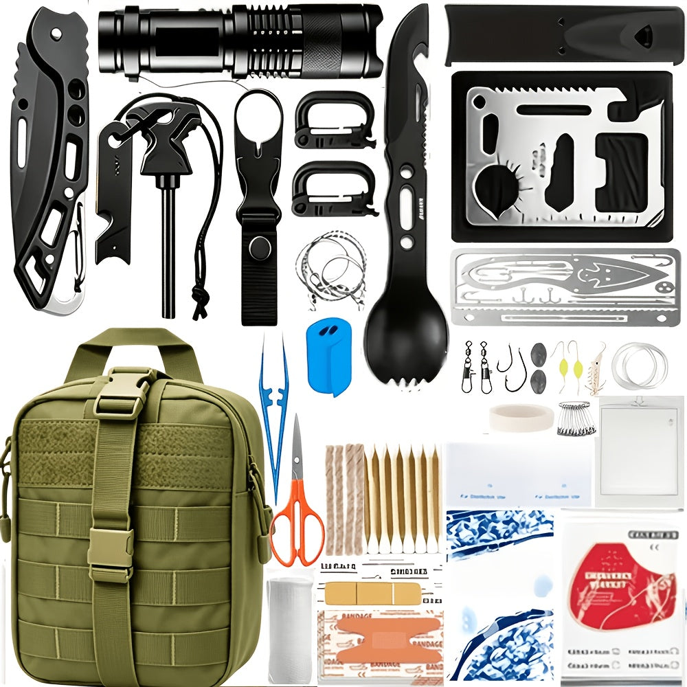 242-Piece Survival Kit – Outdoor Emergency Gear with Fire Starter & First Aid Tools for Camping Hiking Travel Car School, Men & Women Gift, Multiple Colors
