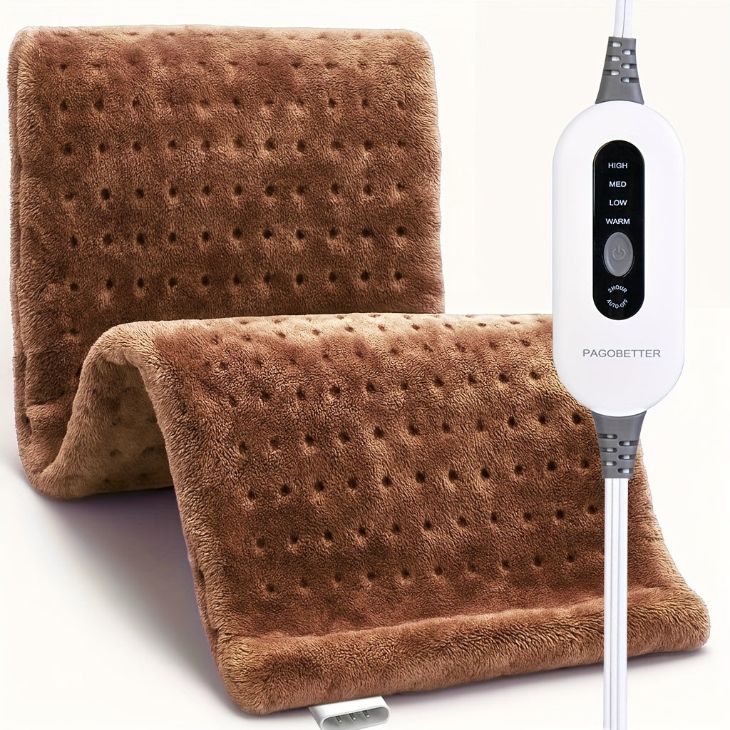 Electric Heating Pad for Back Pain Relief 12x24in – 130W Fast Heat to 150°F, 2X Thicker Plush Flannel, 4 Heat Settings, Auto Shut-Off, Machine Washable, Dry & Moist Heat Therapy for Neck Shoulders Abdomen Legs, Gift for Women Men Mom Dad
