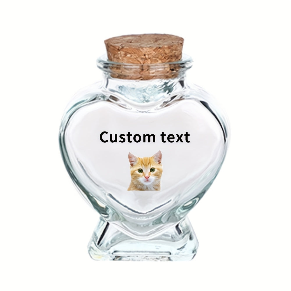 Custom Pet Hair Preservation Jar - Personalized Keepsake Bottle with Pet Photo, Pet Fur Storage Memorial Gift for Cat & Dog Owners, Unique Anniversary Birthday Gift for Pet Lovers