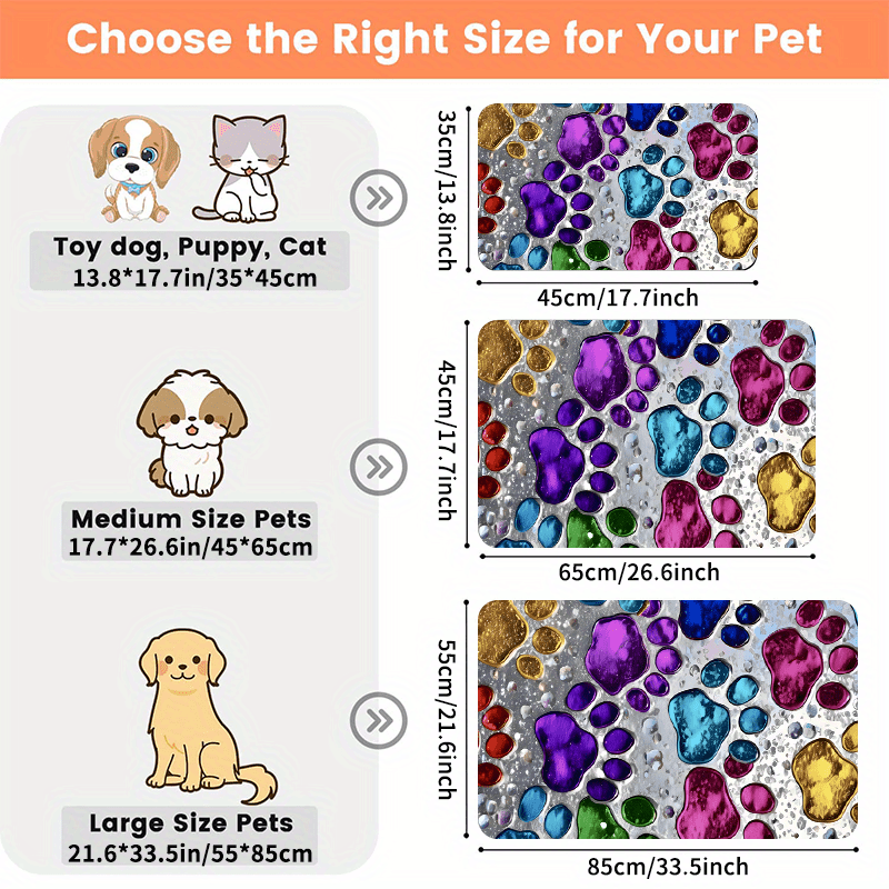 Waterproof Pet Feeding Mat for Dogs & Cats – Non-Slip Spill-Proof Food Mat, Quick-Dry Absorbent Floor Protector for Hardwood & Carpet, Heavy-Duty Polyester Mat for Messy Eaters & Large Breeds