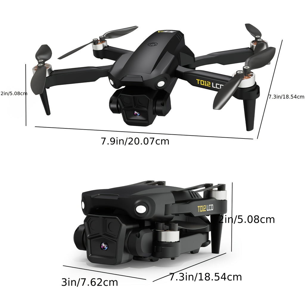 TD12LCD Drone with LCD Screen Remote Control Brushless Motor Dual Camera WiFi FPV Foldable Quadcopter for Adults Beginners 3D Flips Headless Mode One-Key Takeoff SD Card Support