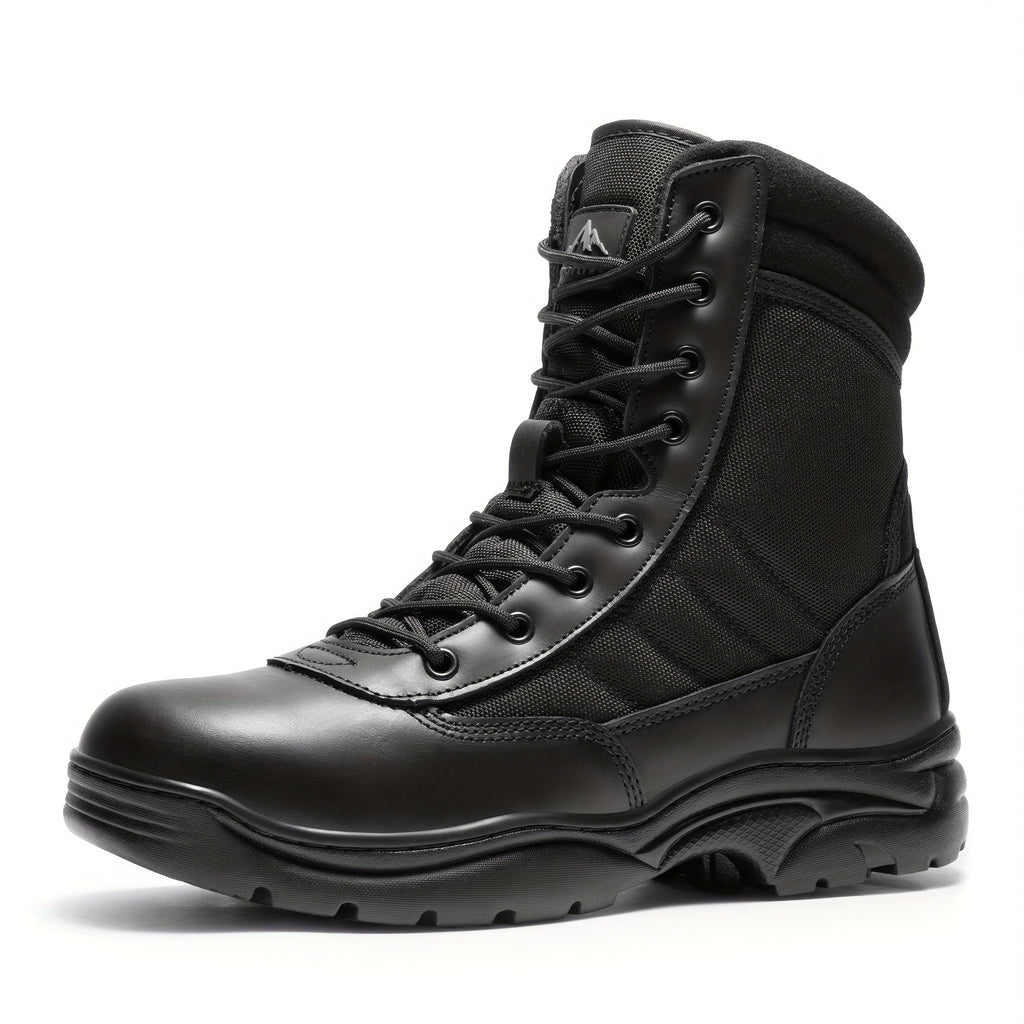 Men's Leather Tactical Combat Boots Side Zipper 9-Inch Non-Slip Lightweight - Hiking Motorcycle Outdoor Boots US 6.5-15