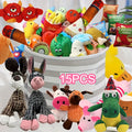 15-Piece Cartoon Plush Squeaky Dog Toy Set – Cute Random Style BB Squeaker Chew Toys for Small Dogs, No Battery Needed, Durable Soft Plush Toys for Teeth Cleaning & Play, Variety Gift Pack