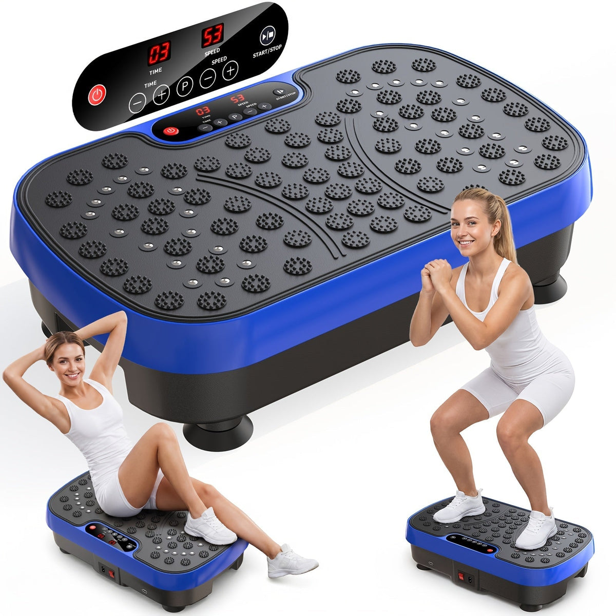Vibration Plate Whole Body Workout Machine Lymphatic Drainage Fitness Platform Silent Motor Adjustable Speed Control Home Gym Exercise Equipment for Weight Loss Muscle Toning