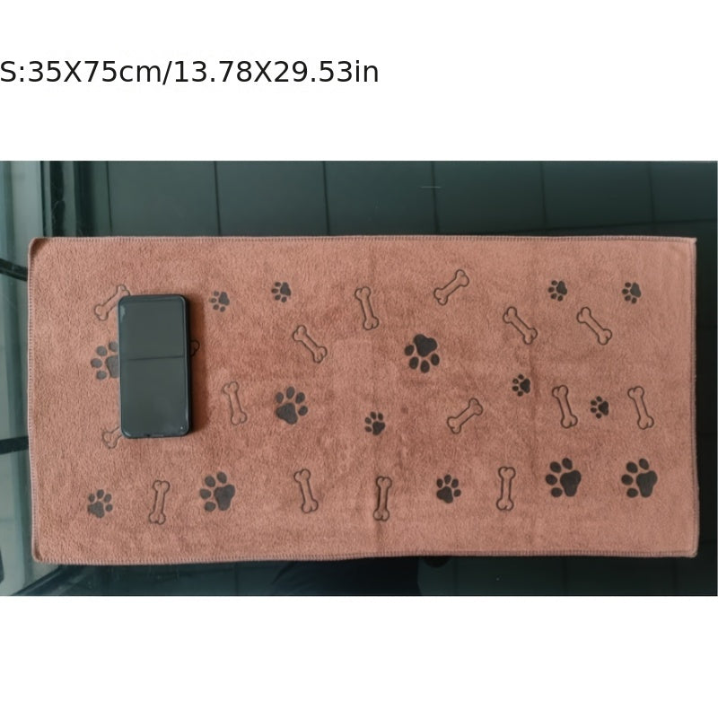 Microfiber Dog Towel with Paw Print - Quick-Dry Super Absorbent Pet Bath Towel 13.5x29.5 Inch, Soft Durable Dog Drying Towel for Bathing & Grooming, Available in 1 or 3 Pack