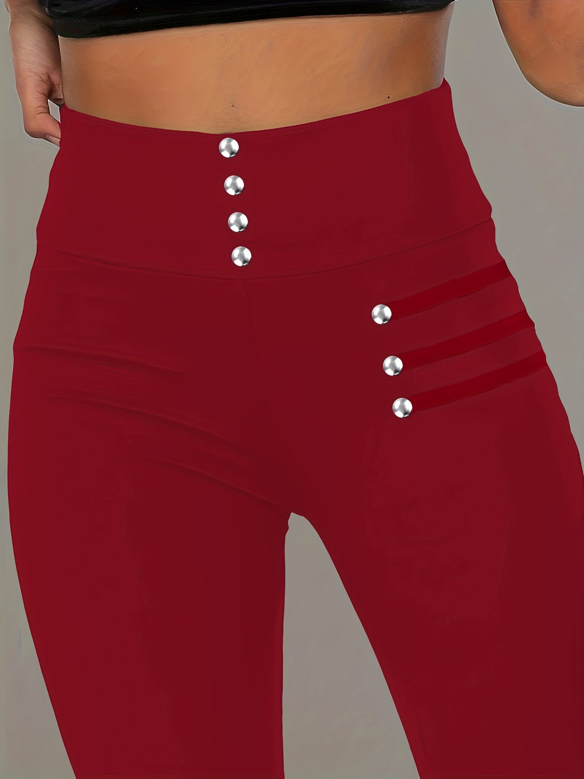 Women's High-Waisted Beaded Leggings - Elastic Slim Fit Shaping Pants, Non-See-Through, Machine Washable, Spring Summer Fall Wear, Multi-Color Options S-XXL