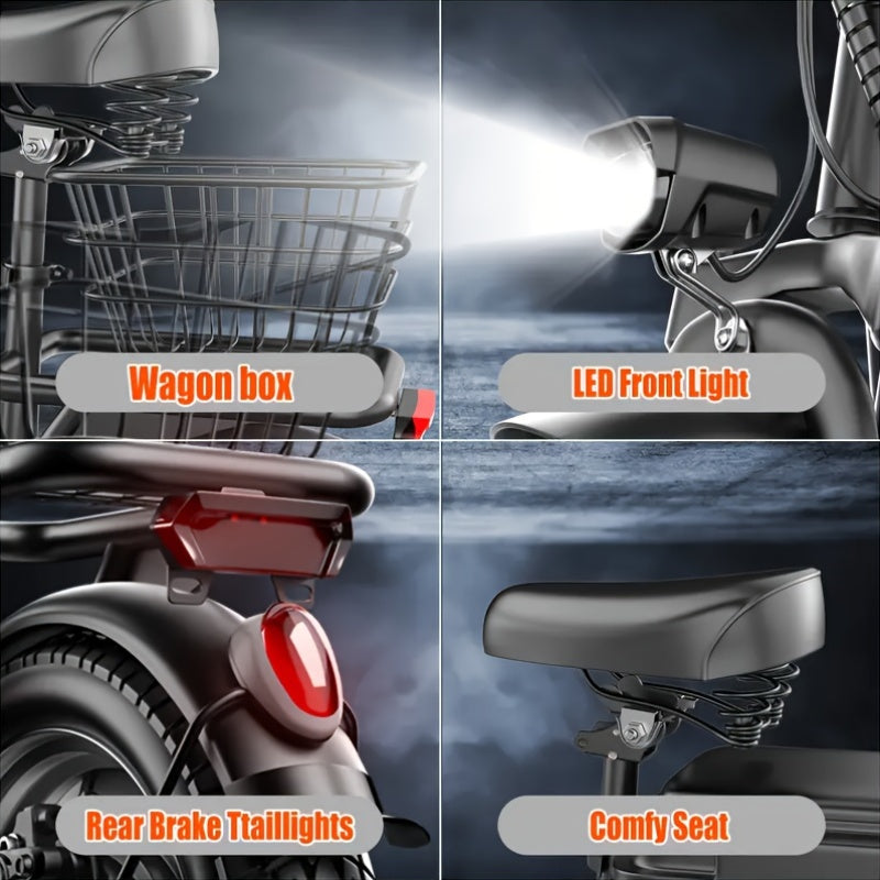 Electric Scooter with Seat – 30-Mile Range, 20 MPH, 14-Inch Pneumatic Tires, Dual Suspension, Height-Adjustable Seat & Handlebar, Front Basket & Double Brakes – Heavy-Duty Urban Commuter Scooter for Adults