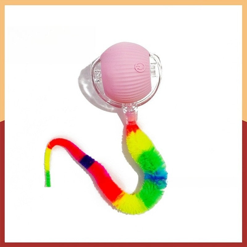 Automatic Rolling Cat Ball Toy USB Rechargeable Luminous Self-Entertaining Smart Cat Toy Bite-Resistant Plastic with Caterpillar Tail for Indoor Cats Kittens Second Gen Upgrade