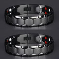 Men's Titanium Alloy Hexagonal Wide Bracelet 2pcs – Hypoallergenic Water-Resistant Removable Wristband with Snap Ring, Fashion Accessory Gift for Men in Black Silver Gold