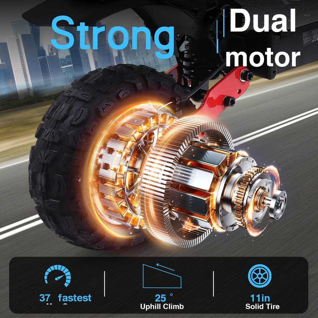 Freeboy H6 2400W Dual Motor Electric Scooter for Adults, Full Suspension 11-Inch Off-Road Tires, 48V 21Ah Long Range Battery, Double Disc Brakes, 330 Lbs Load, Foldable with LCD Screen & Dual Headlights