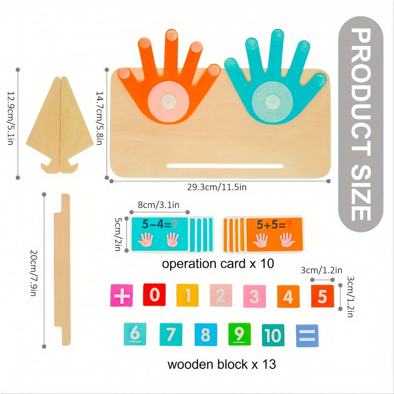 Kids Finger Math Counting Board Set – 13 Digit Blocks, 10 Cards, 2 Bases & Bracket, STEM Addition Subtraction Learning Toy, Preschool Gift for Christmas Halloween