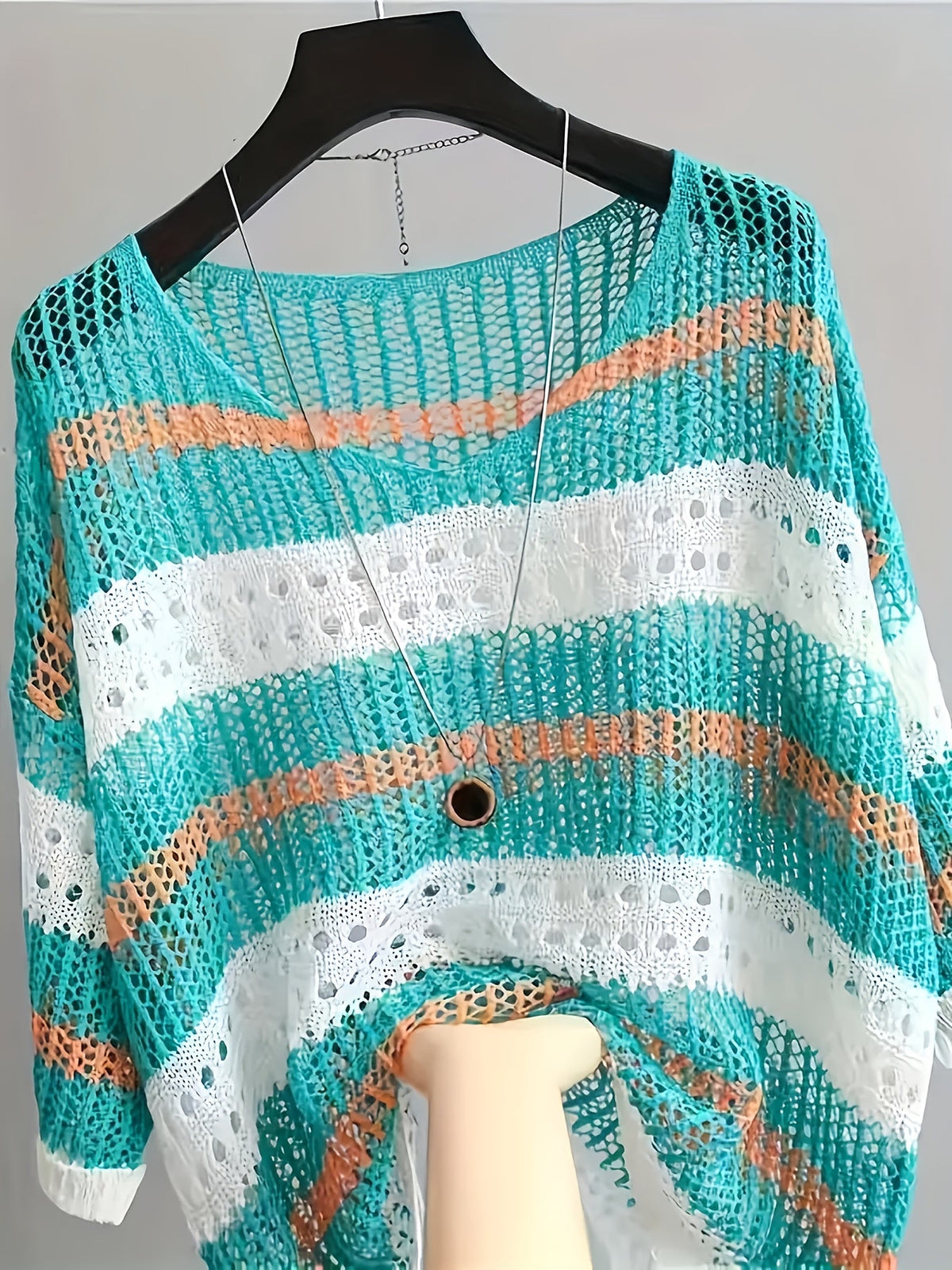 Hollow Out Half Sleeve Beach Cover Up for Women Elegant Loose Swimsuit Cover Up Summer Vacation Boho Tunic Top Light Purple White Cyan Black S M L XL