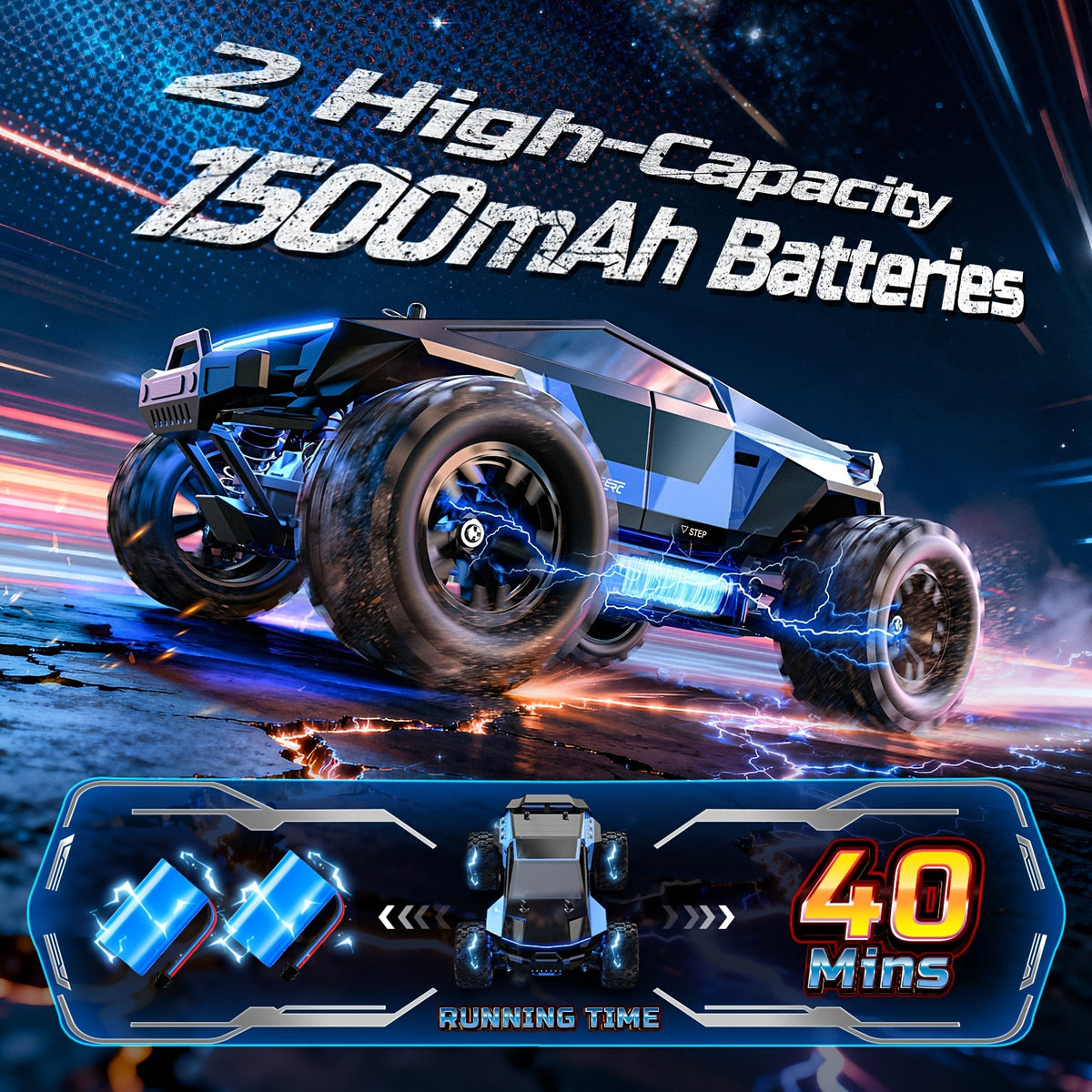DEERC 1/18 Scale High Speed Drift RC Car 42KM/H All-Terrain Remote Control Truck – Metal Dog Bones, Dual Tires (Drift + Off-Road), 2.4GHz, 2 x 1500mAh Batteries, 380 Brushed Motor for Collectors & Hobbyists