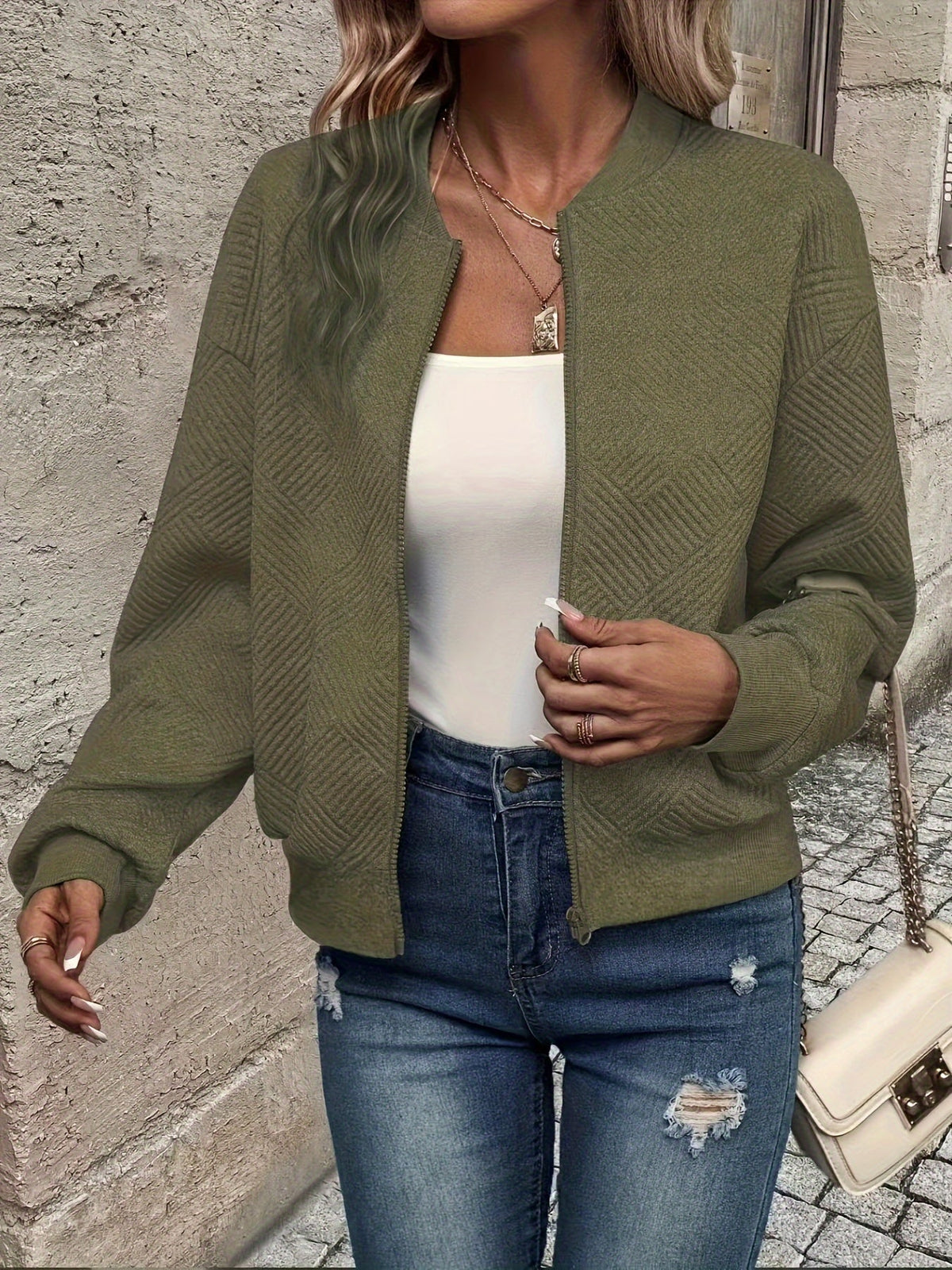 Women's Solid Color Zip-Up Cardigan Jacket – Casual Lightweight Zipper Front Sweater Coat for Fall Winter Everyday Layering