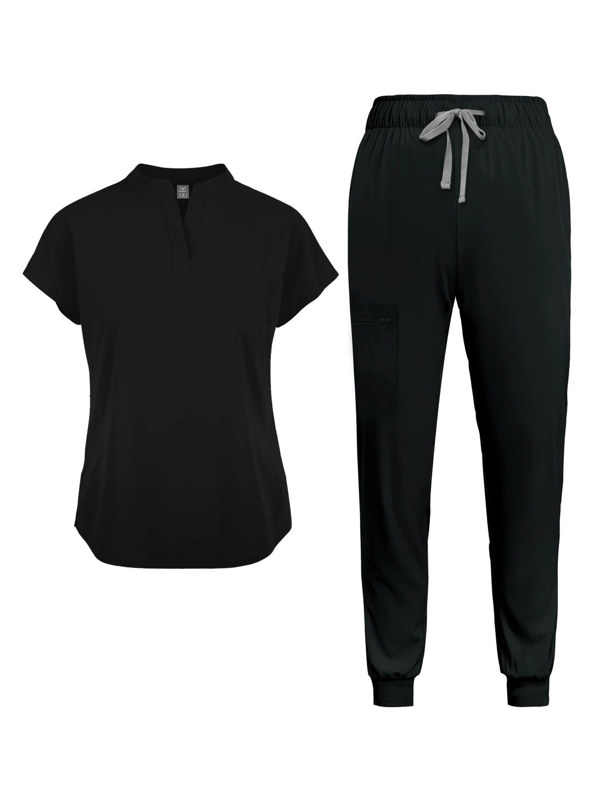 Women's Scrub Set with Pockets - Nurse Scrubs Short Sleeve Tunic and Pants, Mandarin Collar Solid Color Medical Uniform, All-Season Workwear for Nurses Dental Professionals S M L XL