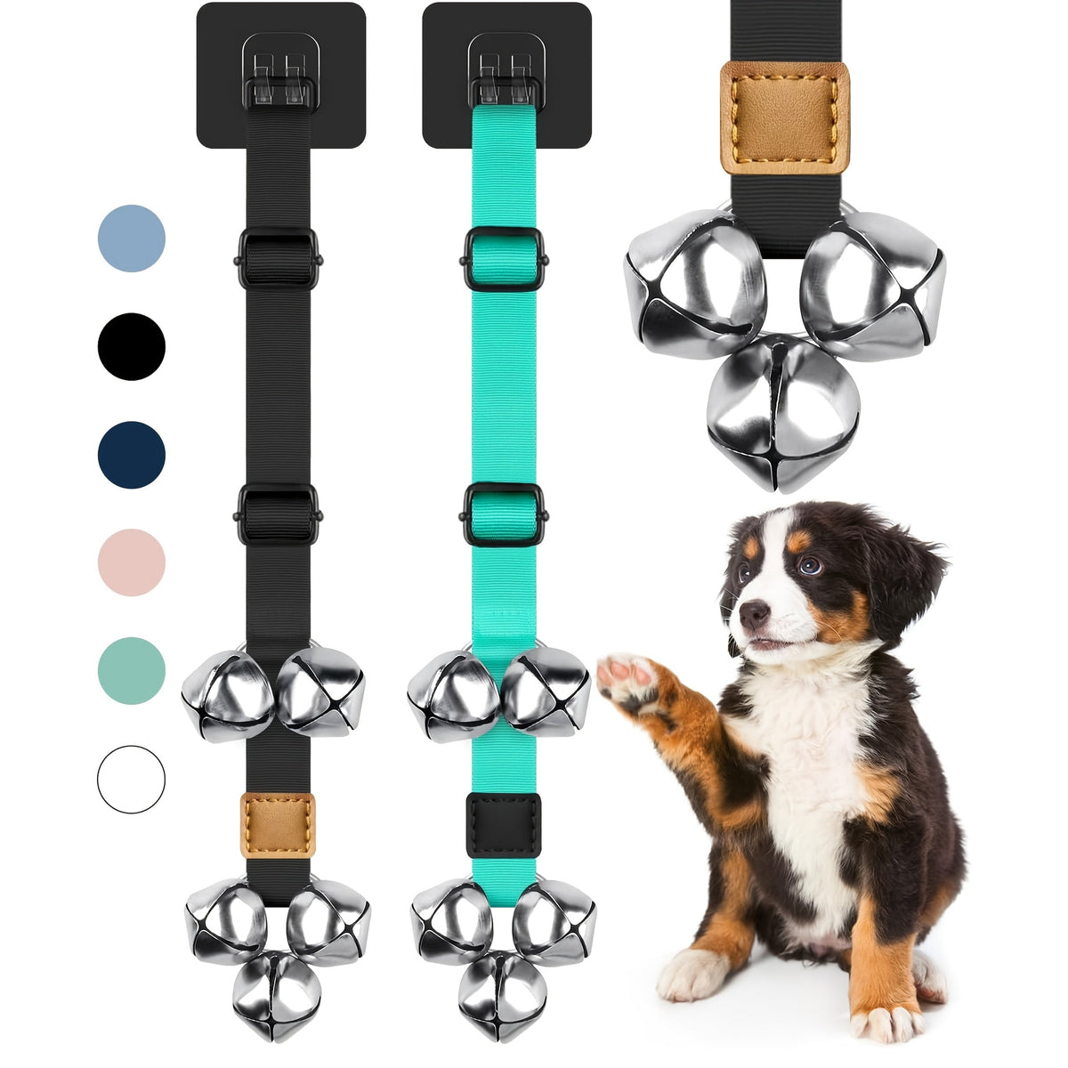 Dog Potty Training Bells for Door – Adjustable Height Doorbell for Dogs to Go Outside, No Battery Needed, Durable Pet Door Bell for Housetraining Puppies & Dogs, Single or Double Pack, Multiple Colors