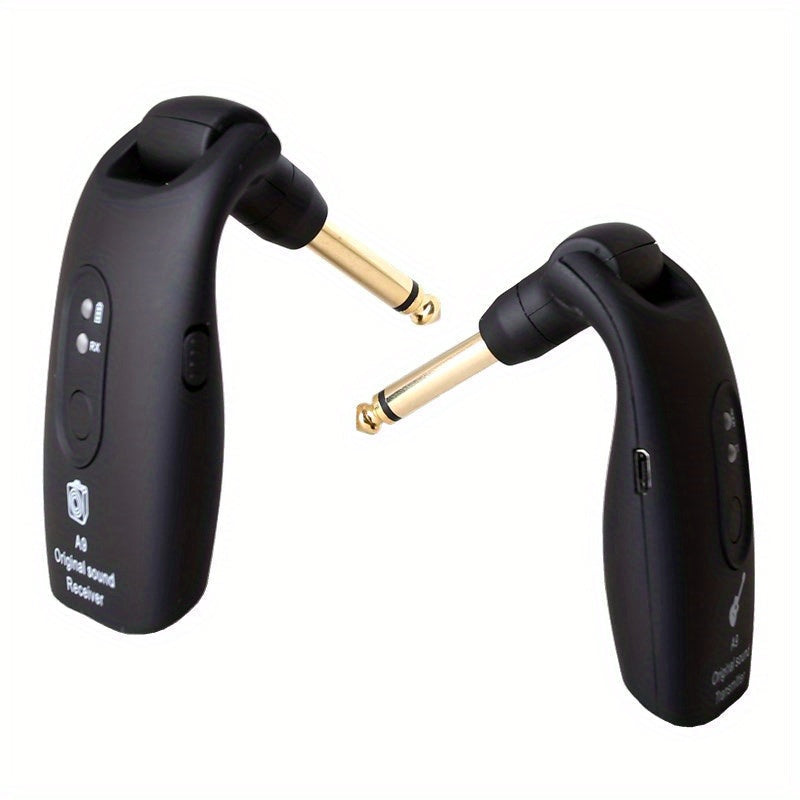 Wireless Guitar System 2.4GHz with Rechargeable Battery - Low Latency Audio Transmitter & Receiver for Electric Guitar, Acoustic, Bass, Violin & Keyboard, Plug & Play Instrument Wireless Kit
