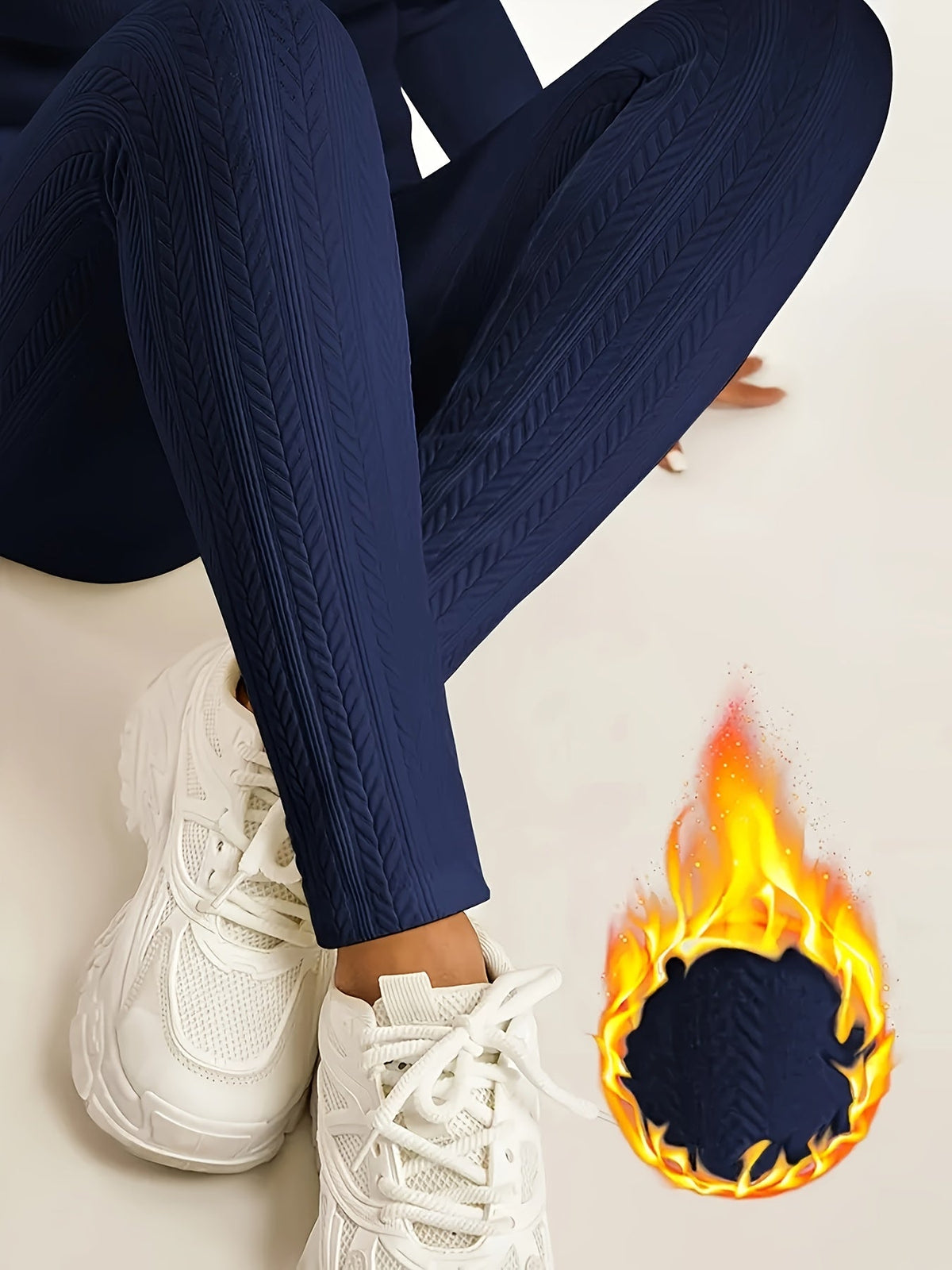 Women's High Waist Thermal Brushed Leggings - Warm Winter Thickened Yoga Pants with Jacquard Pattern - Slim Ankle Sports Tights for Women S M L