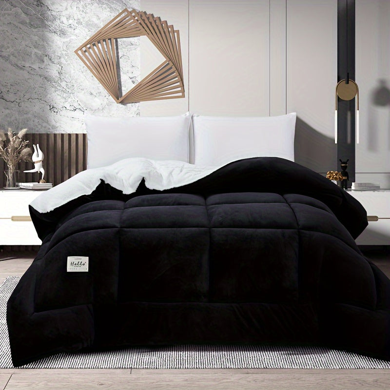 All Season Comforter – Thick Soft Quilted Box Stitch Solid Color, Ultra Breathable Machine Washable Duvet for Autumn Winter Spring, Twin Full Queen King Sizes