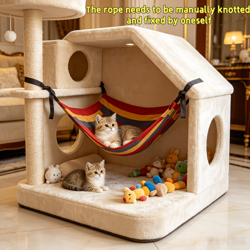 Pet Hammock for Cats & Small Dogs – Soft Breathable Hanging Cat Hammock with Sturdy Bite-Resistant Straps, Stable Weight Capacity, Easy Installation for Indoor Cage Crate & Furniture