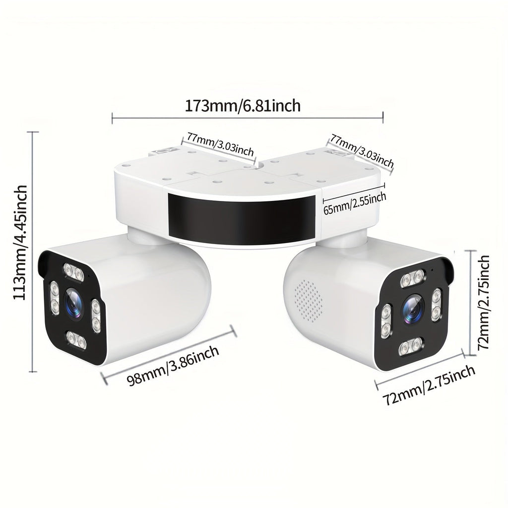 Dual Lens PTZ Security Camera Outdoor WiFi – 360° Pan Tilt Zoom 5MP, 10x Electric Zoom, Motion Detection, Two-Way Audio, Siren Alarm, Color Night Vision, App Control, Home Surveillance Camera
