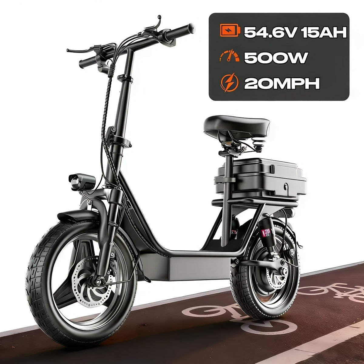 500W Electric Scooter with 14" All-Terrain Tires 265 Lbs Capacity 20 MPH – 25-30 Mile Range, Foldable Rear Suspension, 18650 Battery, US Plug, Urban & Commuter E-Scooter for Heavy Adults GT11